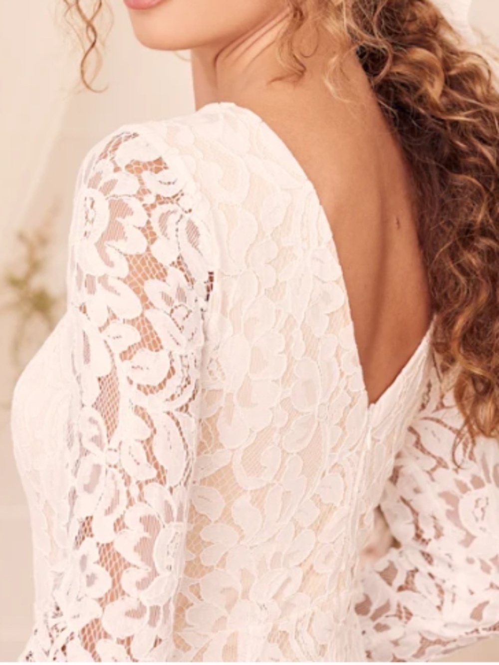 LULU's Sexy Romantic Flowy Lace Bridal Shower Elopement Reception Gown - Picture 11 of 11